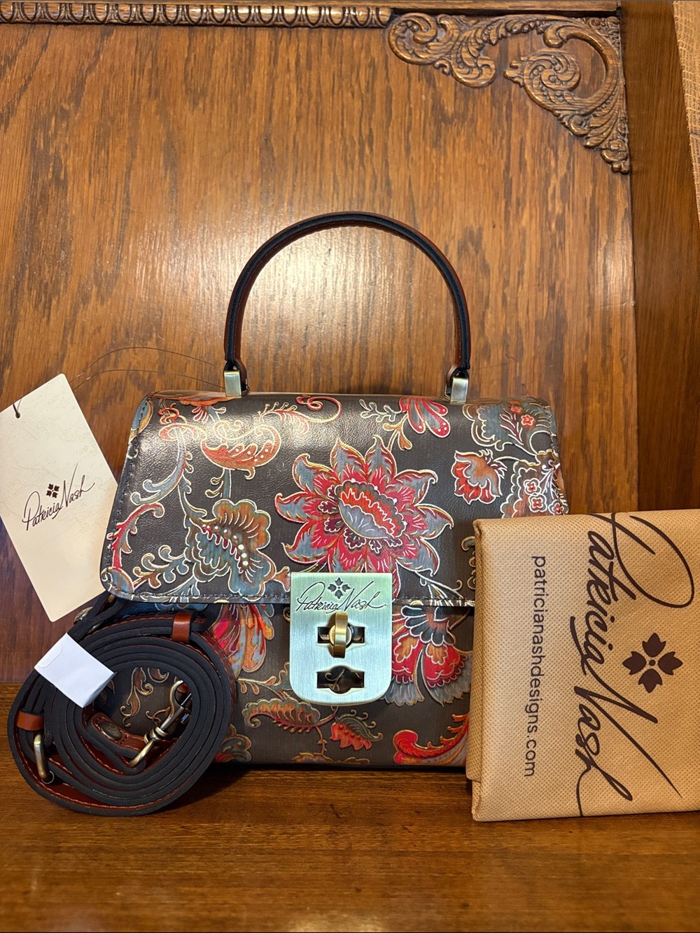NWT-Patricia Nash-Vintage Italian Floral Paisley-Chauny-Top Handle Satchel-$249